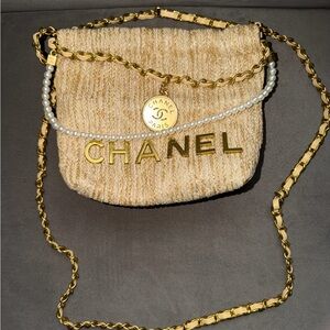 Gold and Cream Crossbody Bag